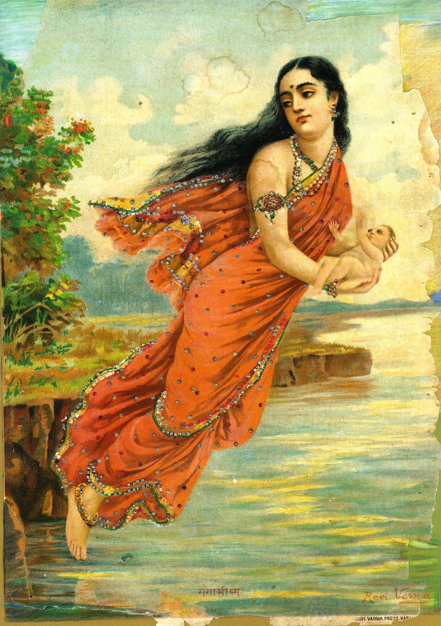 Ganga et Bhishma - Raja Ravi Varma