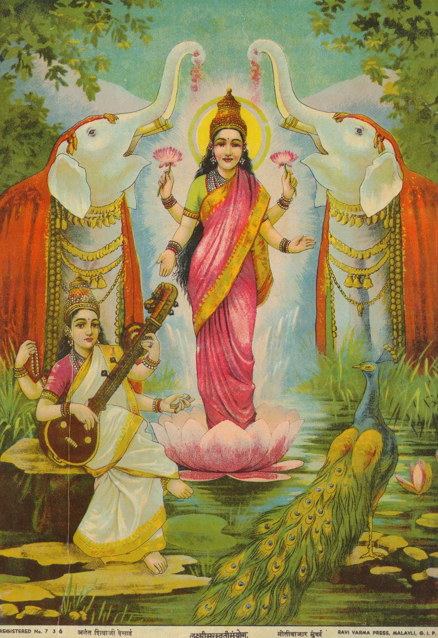 Lakshmi Saraswati Sanyog, par Raja Ravi Varma - Raja Ravi Varma