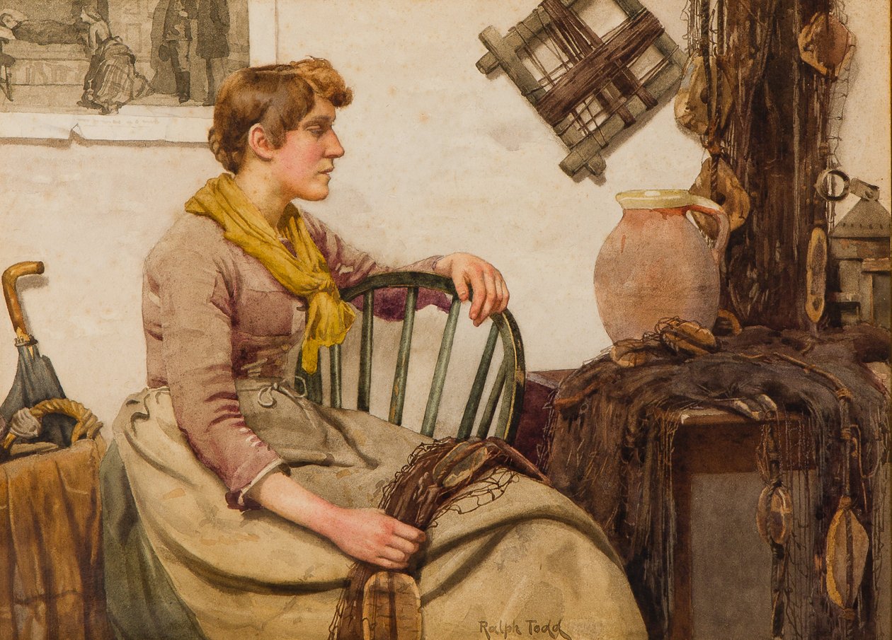 Femme réparant des filets - Ralph Todd