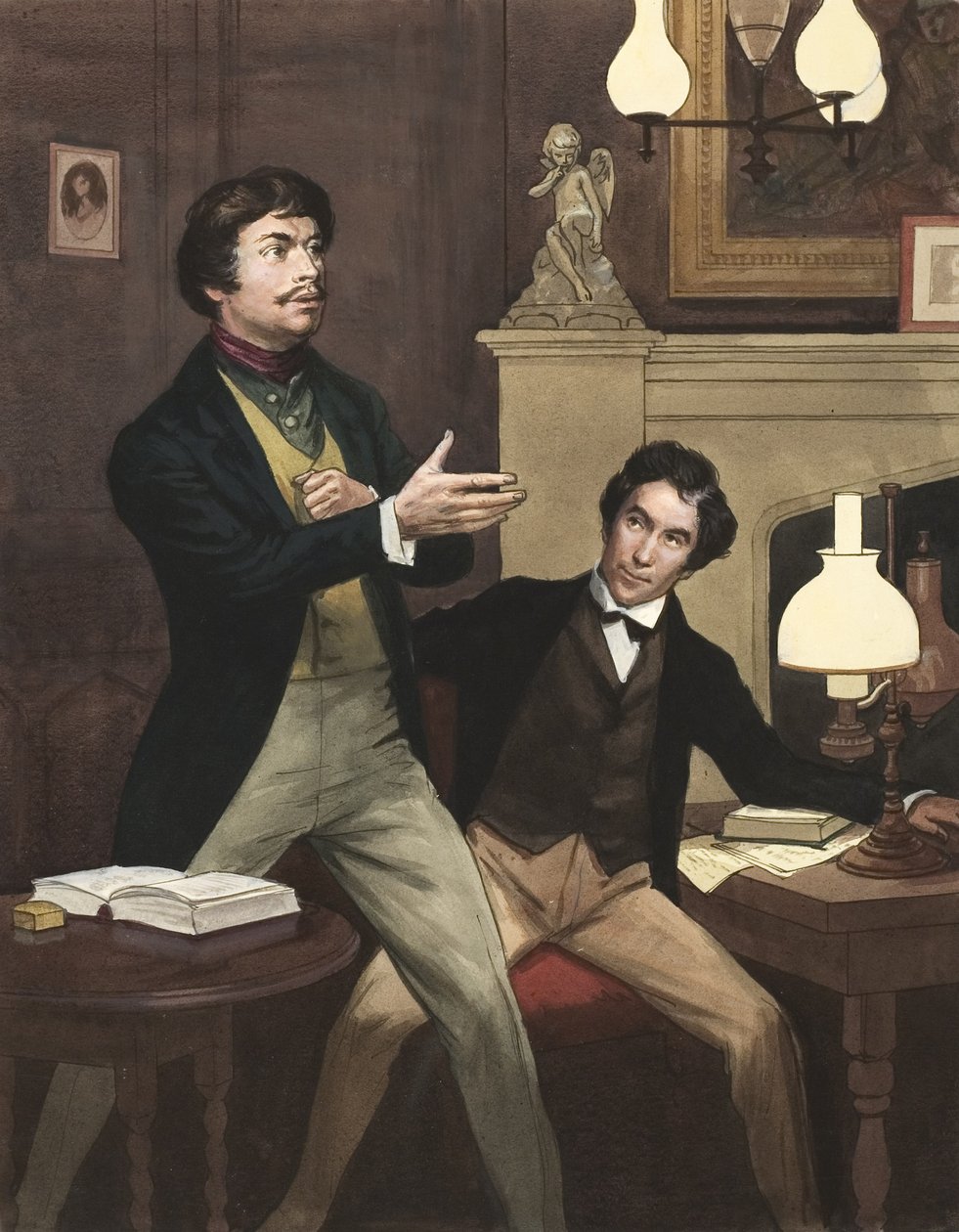 Henry Irving (1870-1919) avec William Hoskins (gouache sur papier) - Ralph Bruce