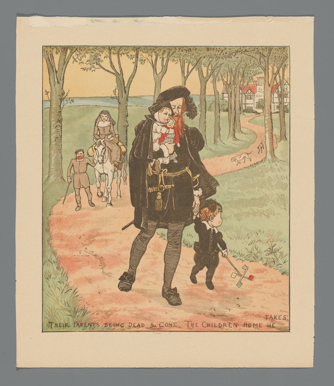 Landschaft mit Familie auf einem Landweg - Randolph Caldecott