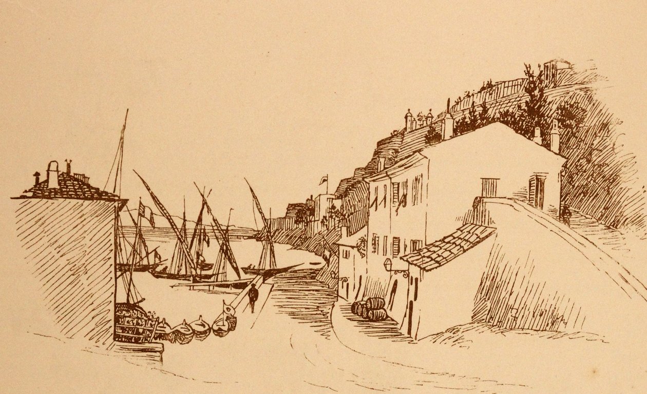 Village de pêcheurs français local dans le sud de la France vers 1884 - Randolph Caldecott