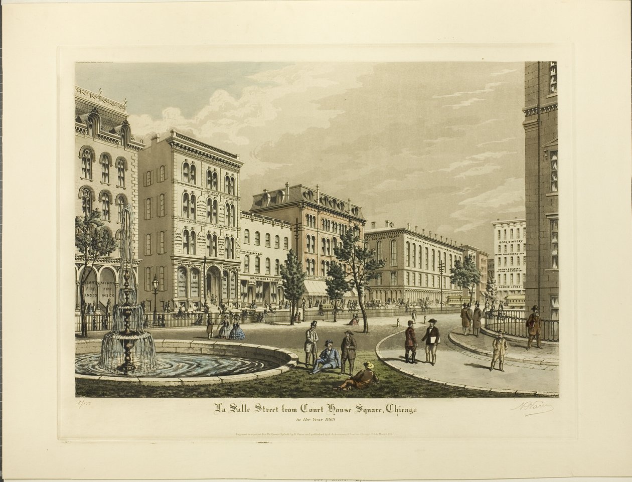 La rue La Salle depuis la place du Palais de Justice, Chicago, en 1865 - Raoul Varin