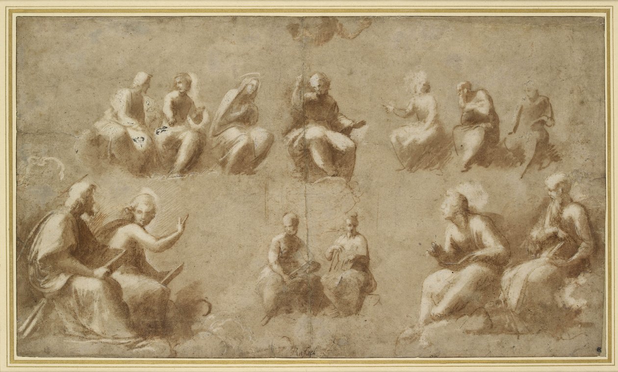 Christ et les saints en gloire (étude pour la Disputa) - Raffaello Sanzio Raphael