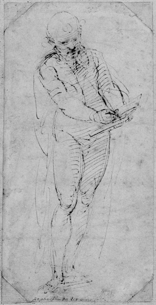 Recto : Un homme écrivant dans un livre, WA1846.167 - Raffaello Sanzio Raphael