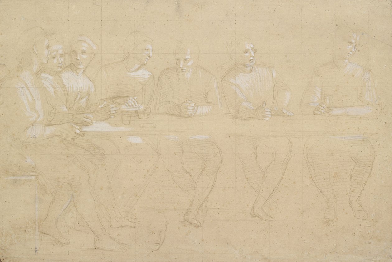 Recto : Étude partielle pour une composition de la Cène. Verso : une tête de femme, WA1846.151 - Raffaello Sanzio Raphael