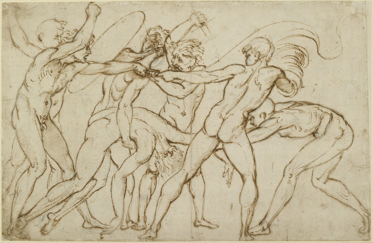 Sept guerriers nus se battant pour un étendard, WA1846.178 - Raffaello Sanzio Raphael