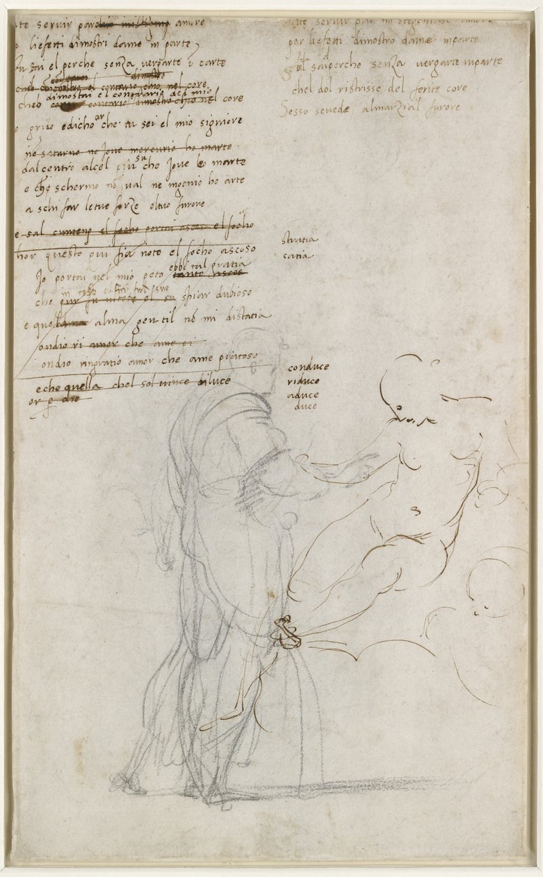 Verso : Études de figures et ébauche de sonnet, WA1846.186 - Raffaello Sanzio Raphael
