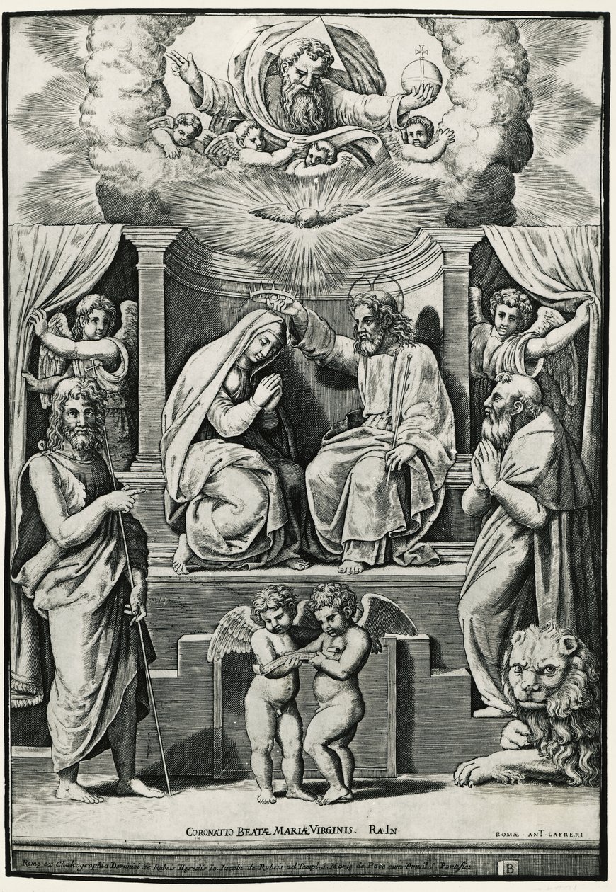 Couronnement de la Vierge en présence de Saint Jean-Baptiste et Saint Jérôme - Raphael (1483 1520) (after)