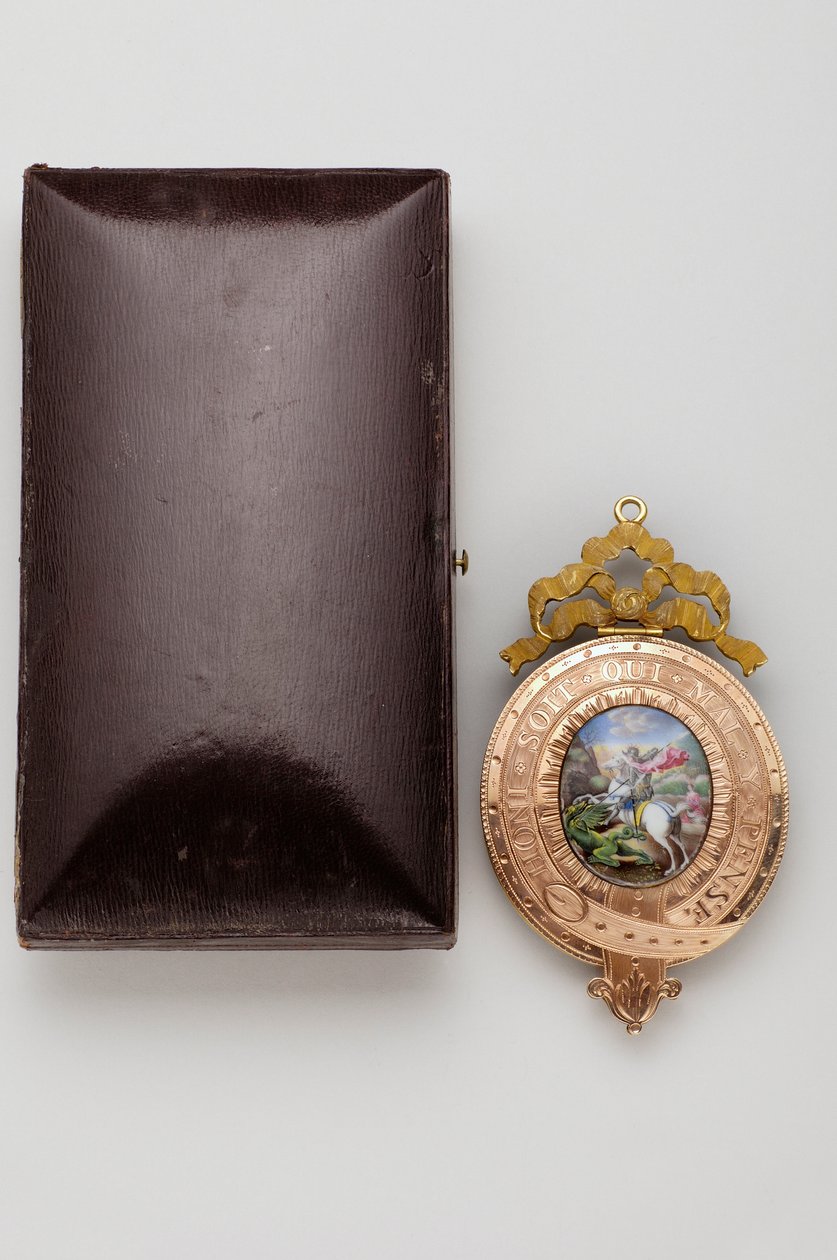 Ordre de la Jarretière - le Petit Georges - Revers du pendentif, avec une miniature sur émail de Saint Georges combattant le dragon (1800-1850) - after Raphael