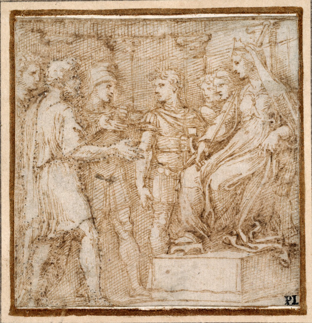 Didon recevant les Troyens en audience, étude pour une scène de bordure de la gravure 
