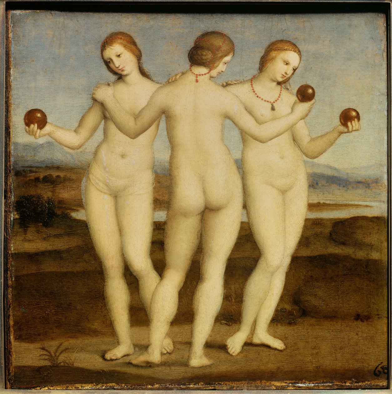 Les trois grâces Peinture de Raphaël (1504-1505). Chantilly, Musée Condé - Raphael