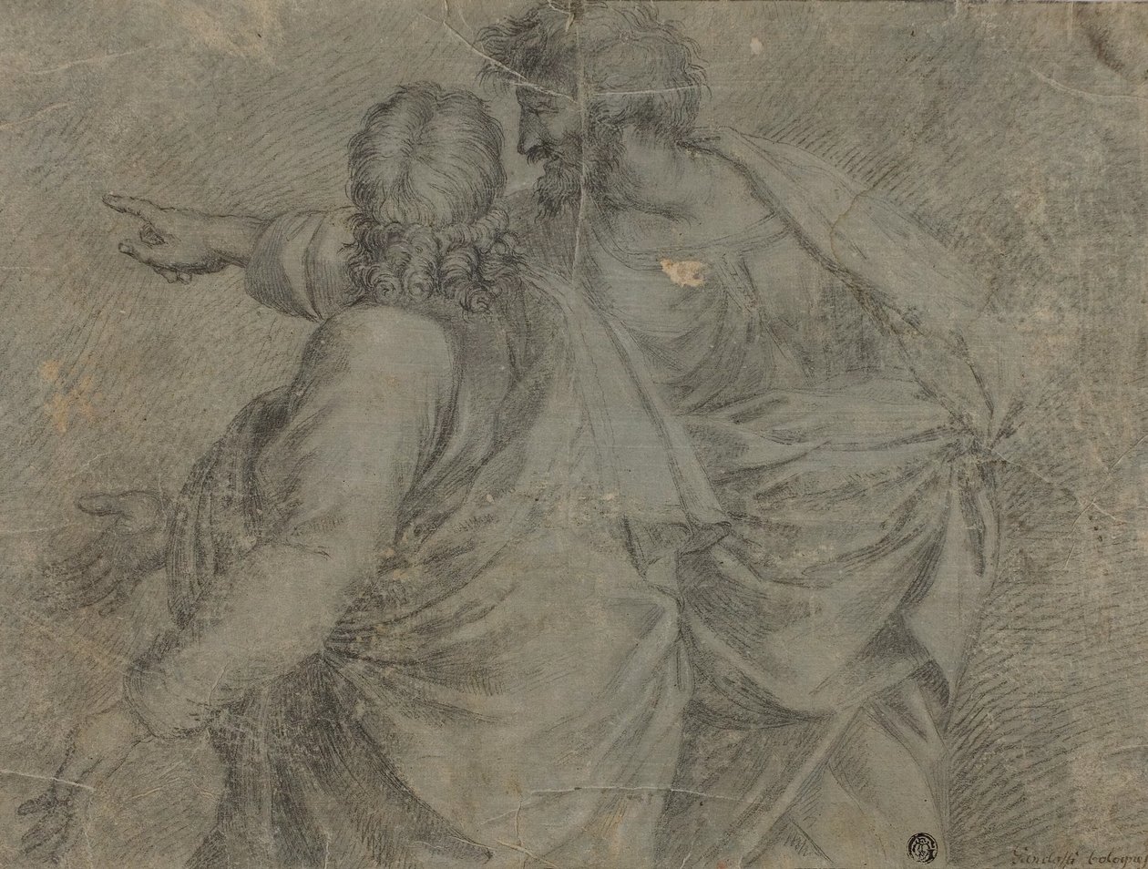 Deux hommes conversant et gesticulant - Raphael