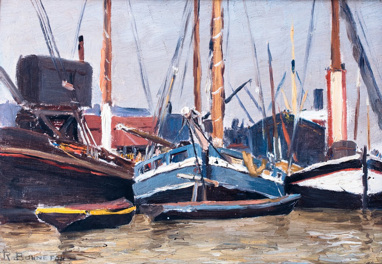 Bateaux dans un port - Raymond Bonnefon