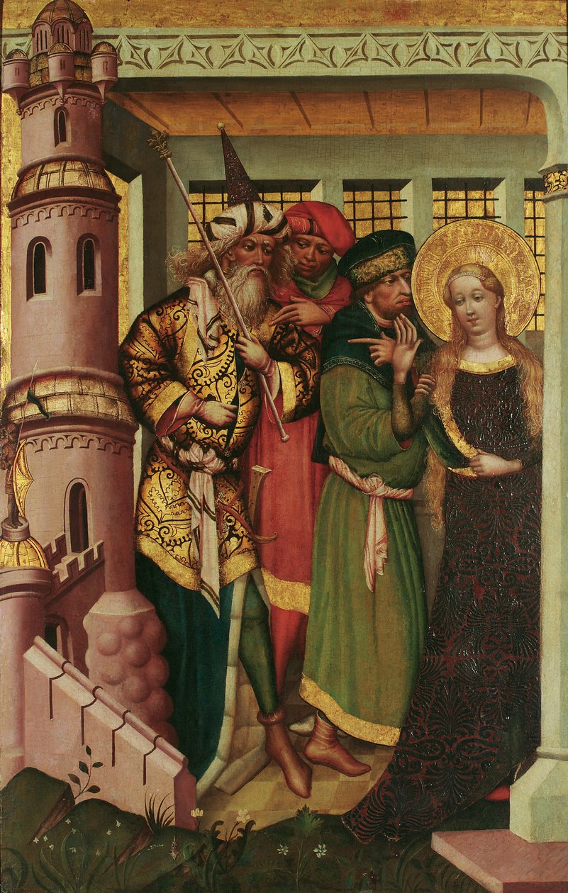 Sainte Barbe est conduite à la tour - Regensburger Maler