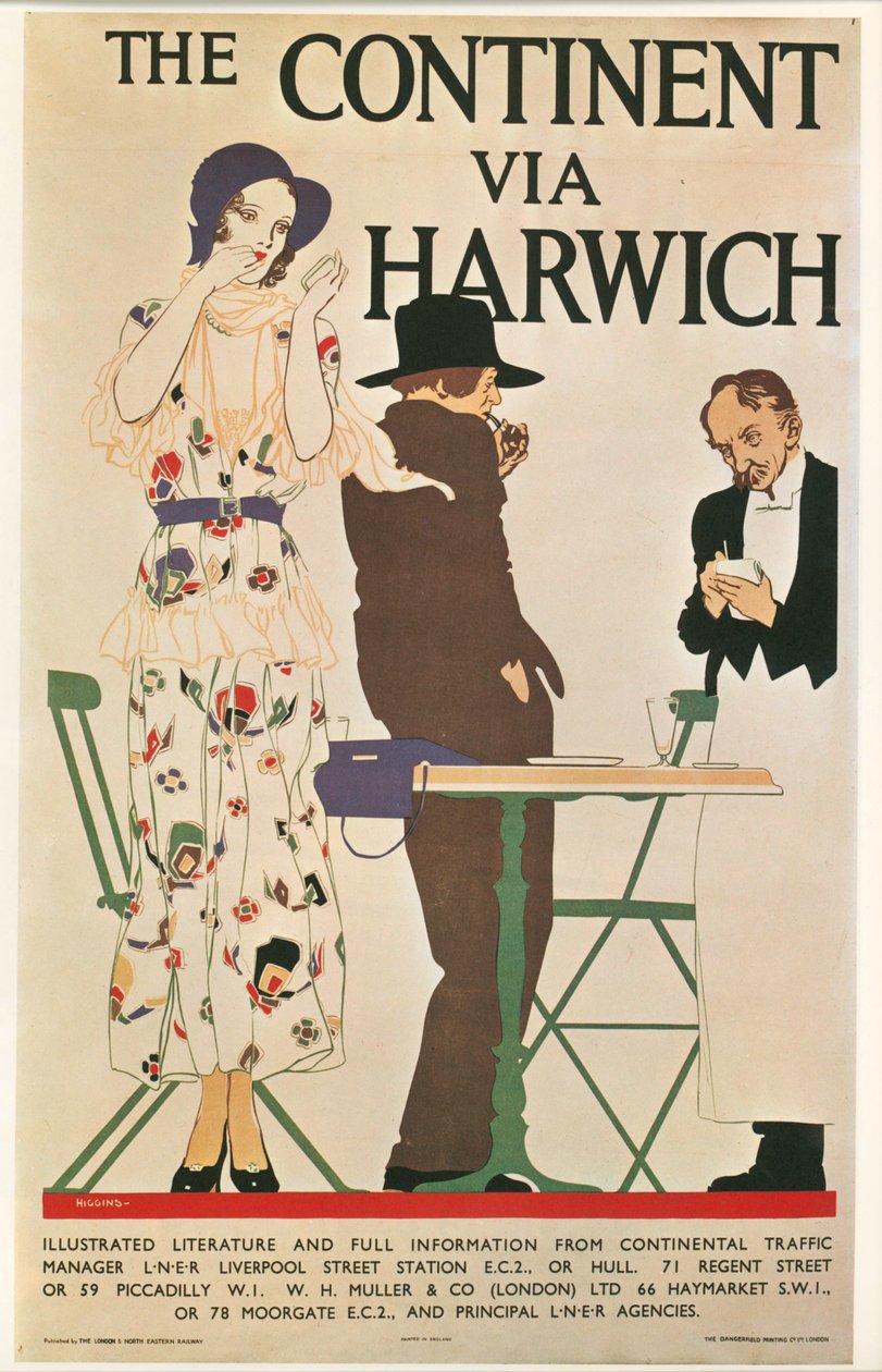 Reginald E. Higgins : Le continent via Harwich. Great Britain ... (litho) - Reginald Edward Higgins