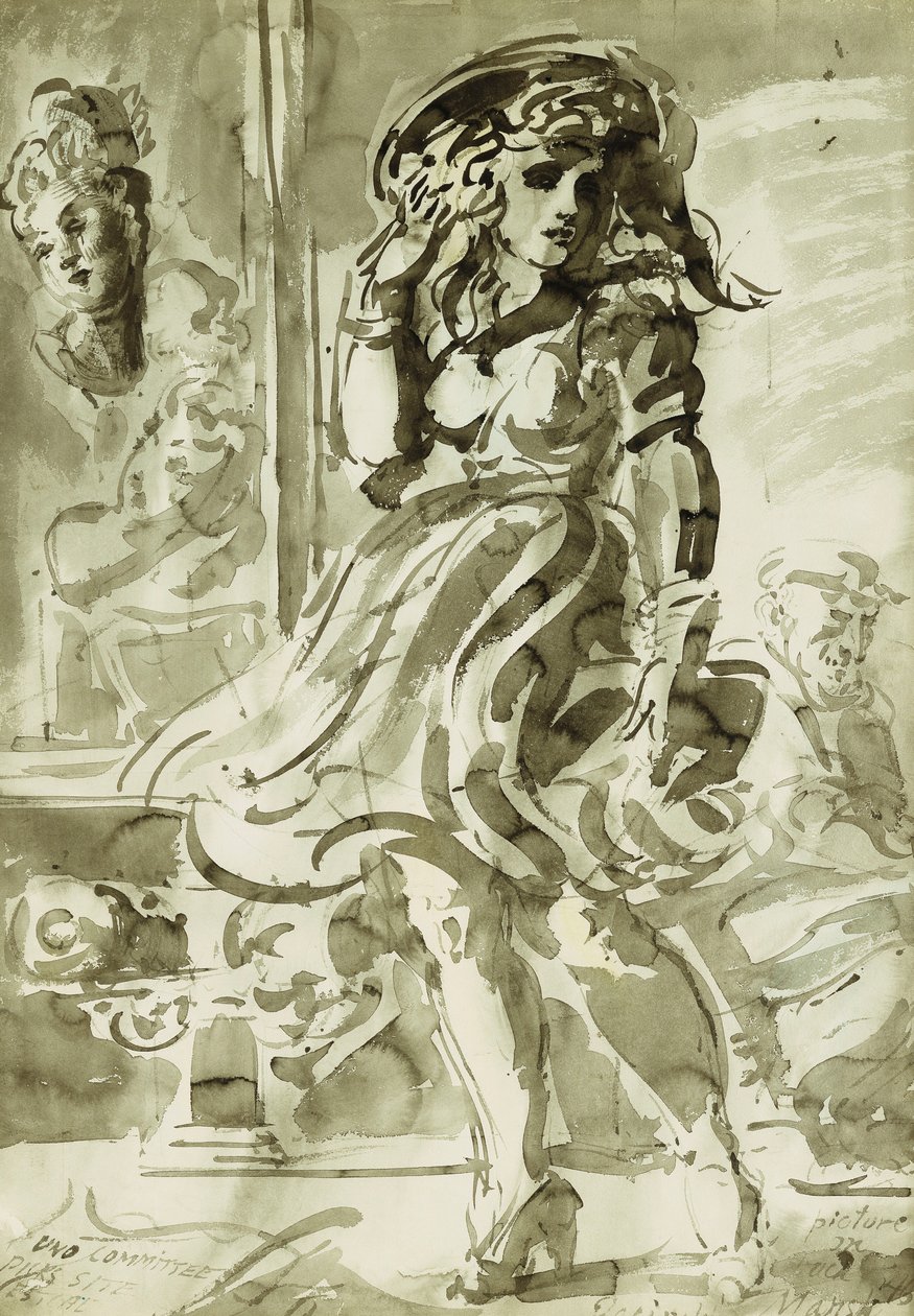 Une jupe emportée par le vent : Un dessin recto-verso - Reginald Marsh