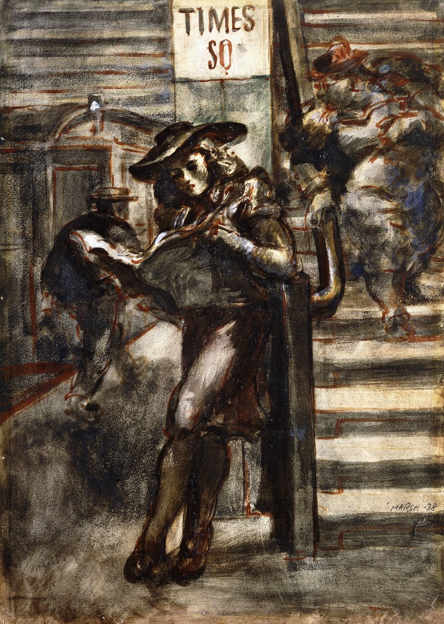Lire à Times Square - Reginald Marsh