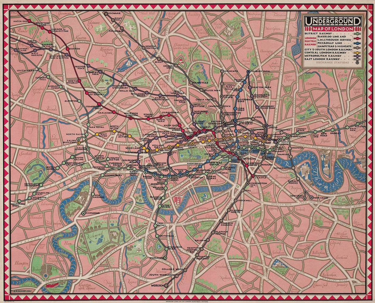 Carte du métro de Londres - Reginald Percy Gossop