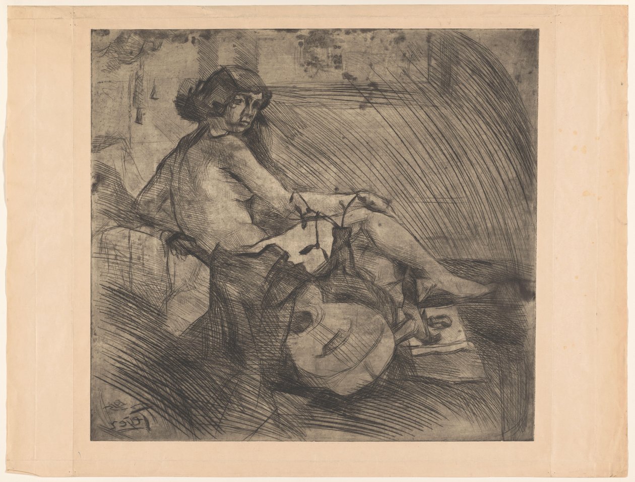 Femme allongée avec guitare - Reijer Stolk