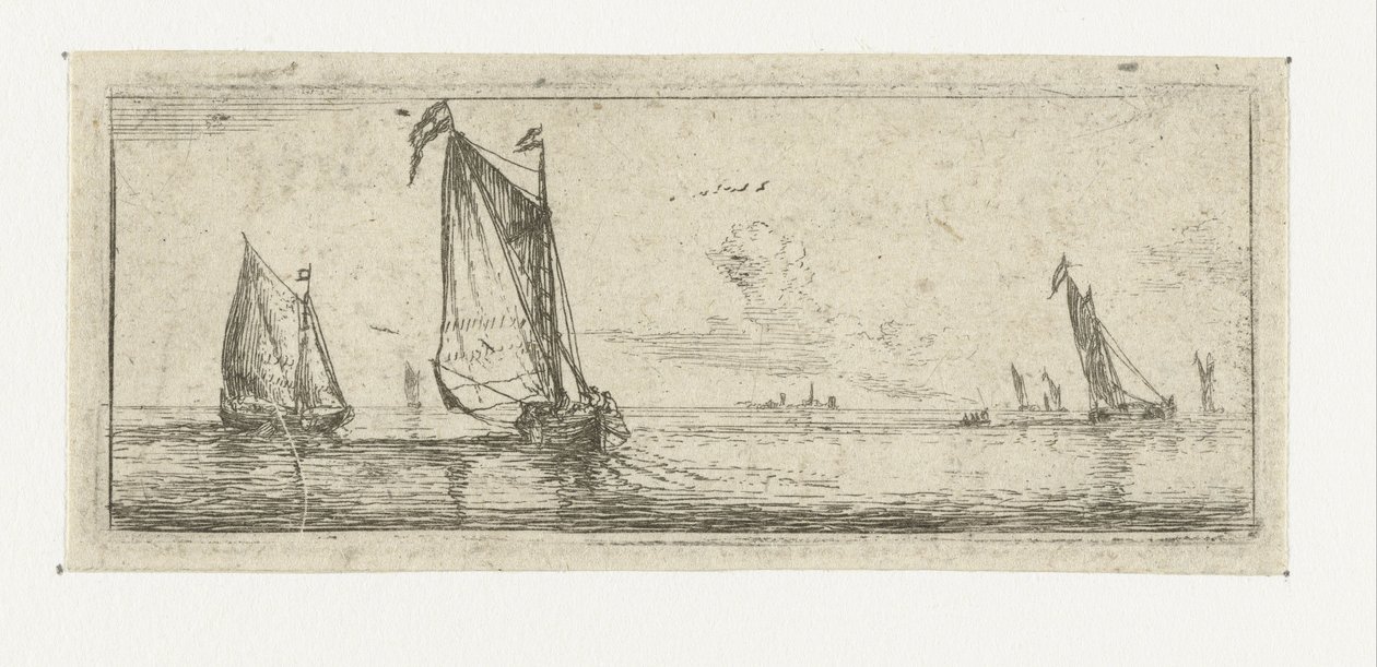 Petit paysage marin avec deux barques - Reinier Nooms