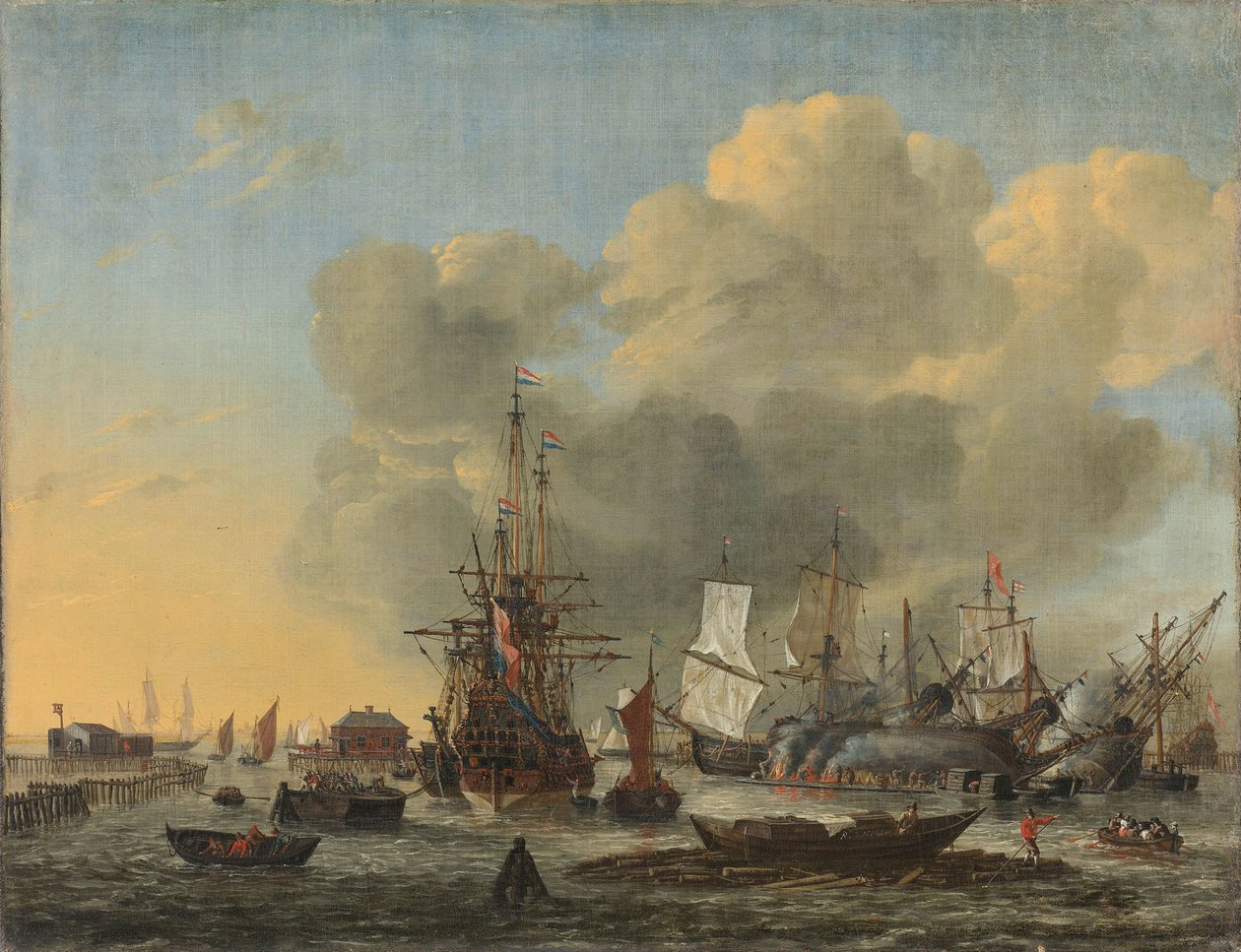 Le calfatage des navires au Bothuisje, Amsterdam - Reinier Nooms