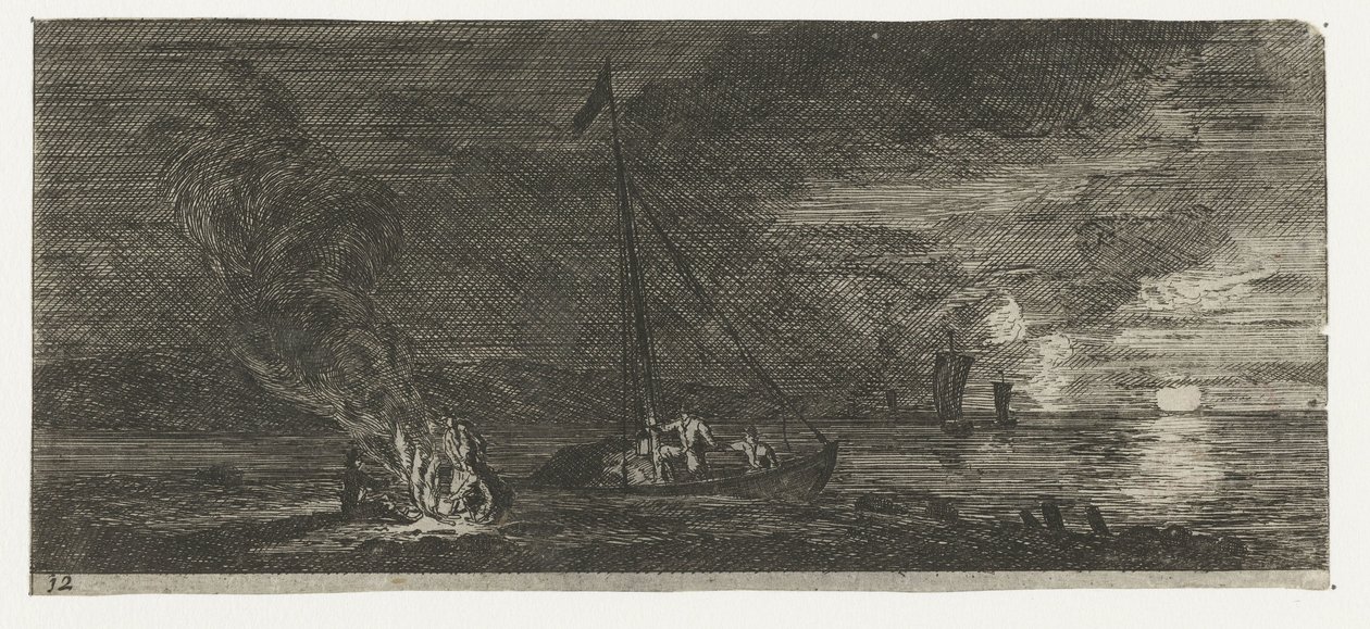 Vue de mer de nuit (série Divers embarquements et autres faits) - Reinier Nooms