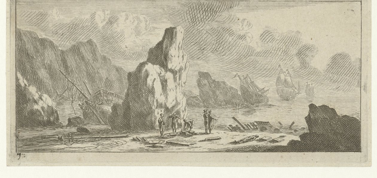 Paysage marin avec naufrage de navires - Reinier Nooms