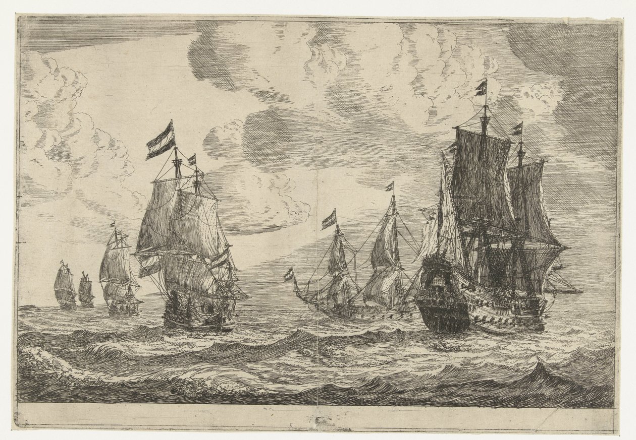 Six voiliers en mer ouverte - Reinier Nooms