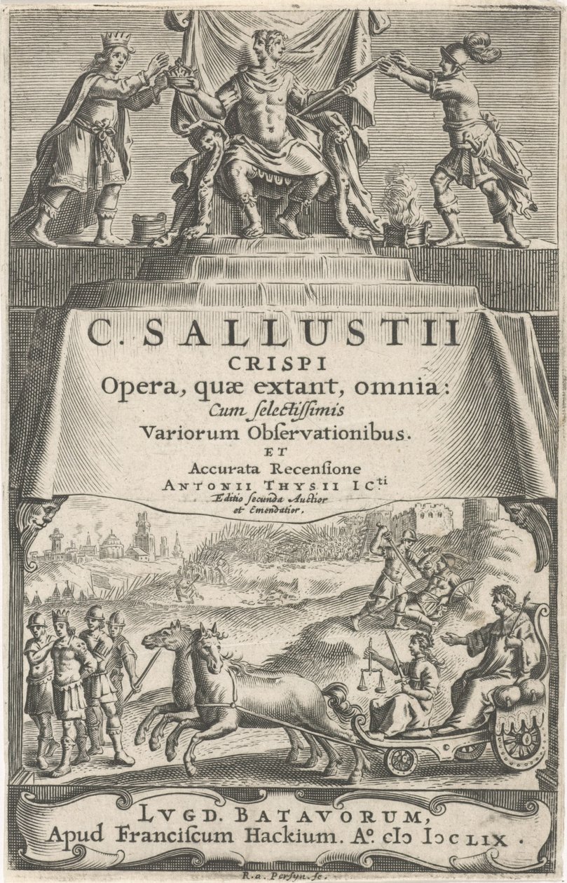Un empereur et la Justice sur un char triomphal (page de titre pour: A. Thysius jr., Opera, quæ extant, omnia, 1659) - Reinier van Persijn