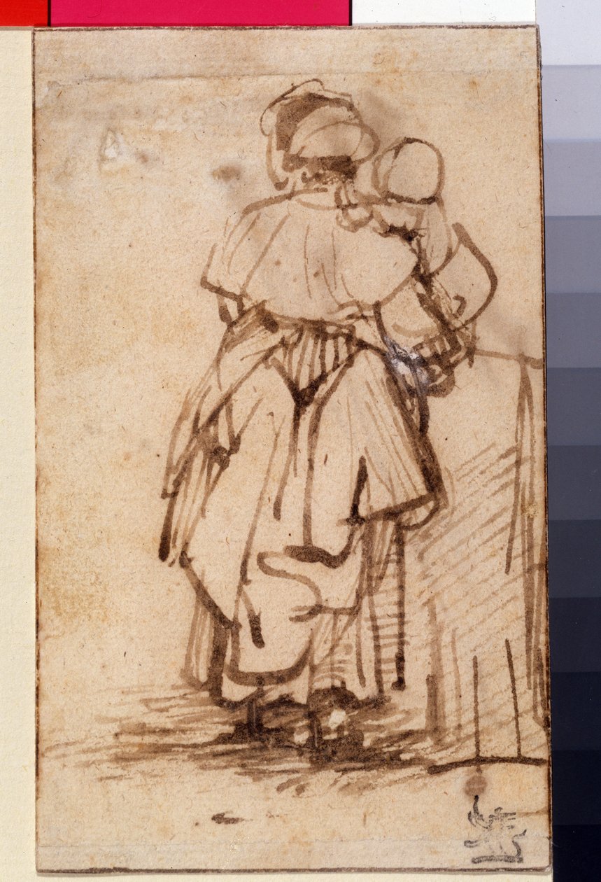 Femme avec un enfant sur ses genoux, vers 1640 - Rembrandt van Rijn