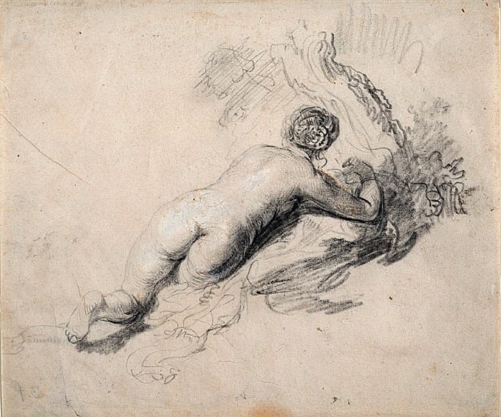 Femme nue allongée - Rembrandt van Rijn