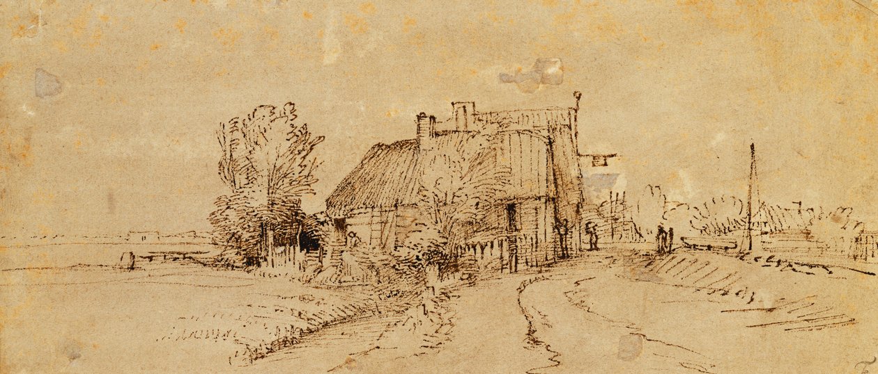 Une auberge au bord de la route - Rembrandt van Rijn