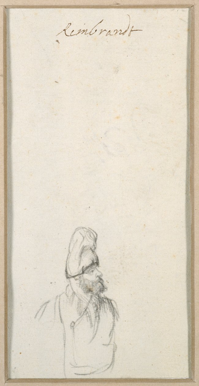 Homme barbu de profil, avec un haut chapeau, vers 1640 - Rembrandt Harmensz. van Rijn
