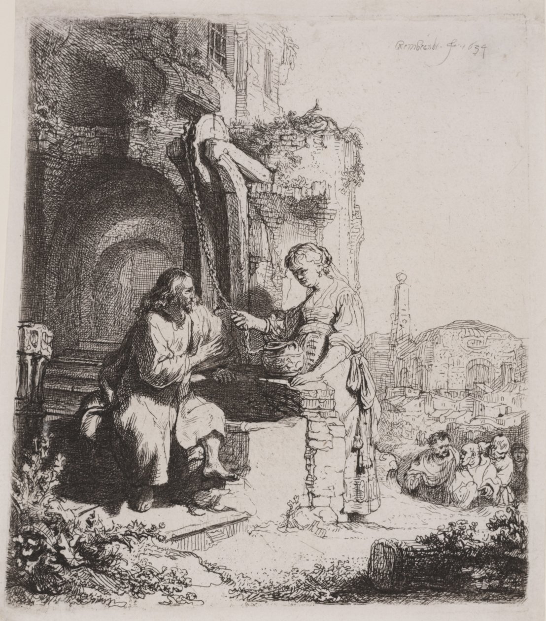 Christ et la femme de Samarie : Parmi les ruines - Rembrandt van Rijn