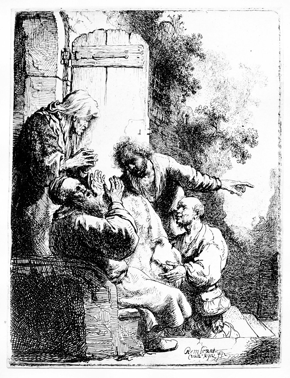 Le manteau de Joseph apporté à Jacob, vers 1633 (eau-forte) - Rembrandt Harmensz. van Rijn