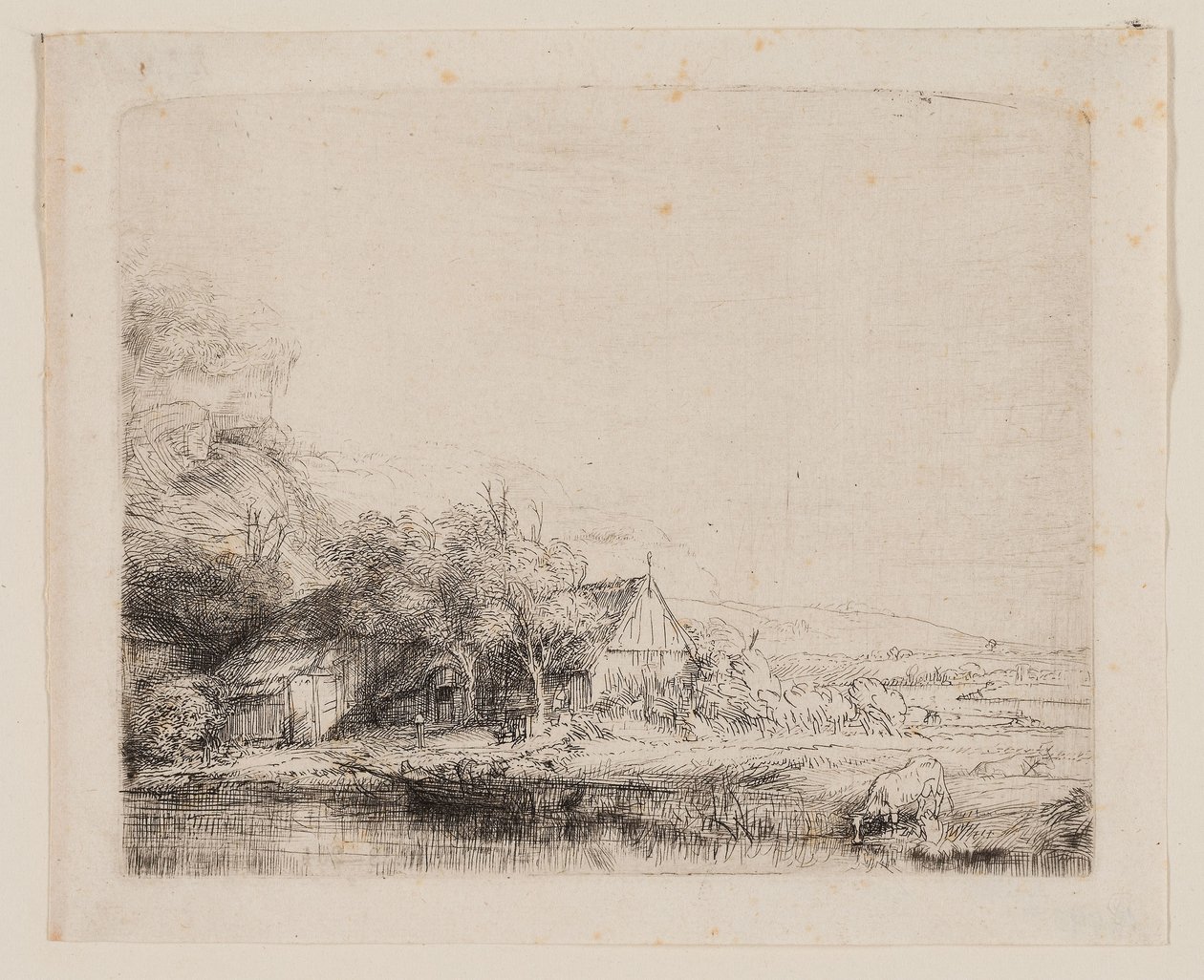 Paysage avec une vache buvant, c.1650 - Rembrandt Harmensz. van Rijn