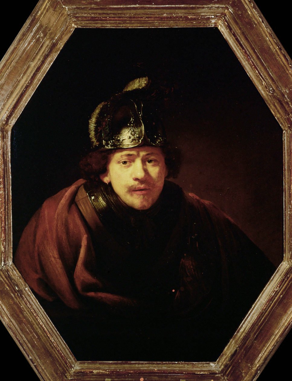Autoportrait avec casque (peinture sur toile) - Rembrandt Harmensz. van Rijn