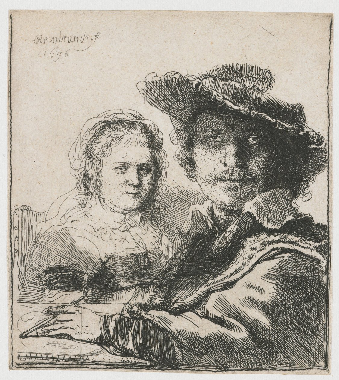 Autoportrait avec Saskia - Rembrandt Harmensz. van Rijn
