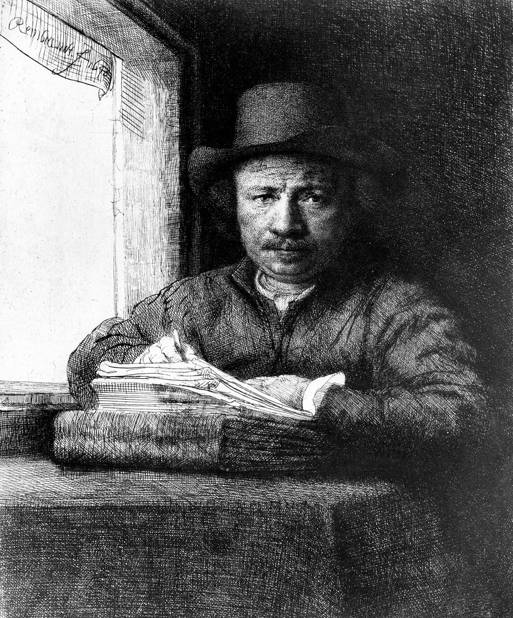 Autoportrait en train de dessiner - Rembrandt van Rijn