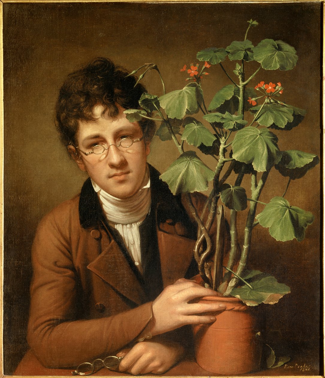 Portrait du peintre Rubens Peale (1784-1864) avec un géranium - Rembrandt Peale