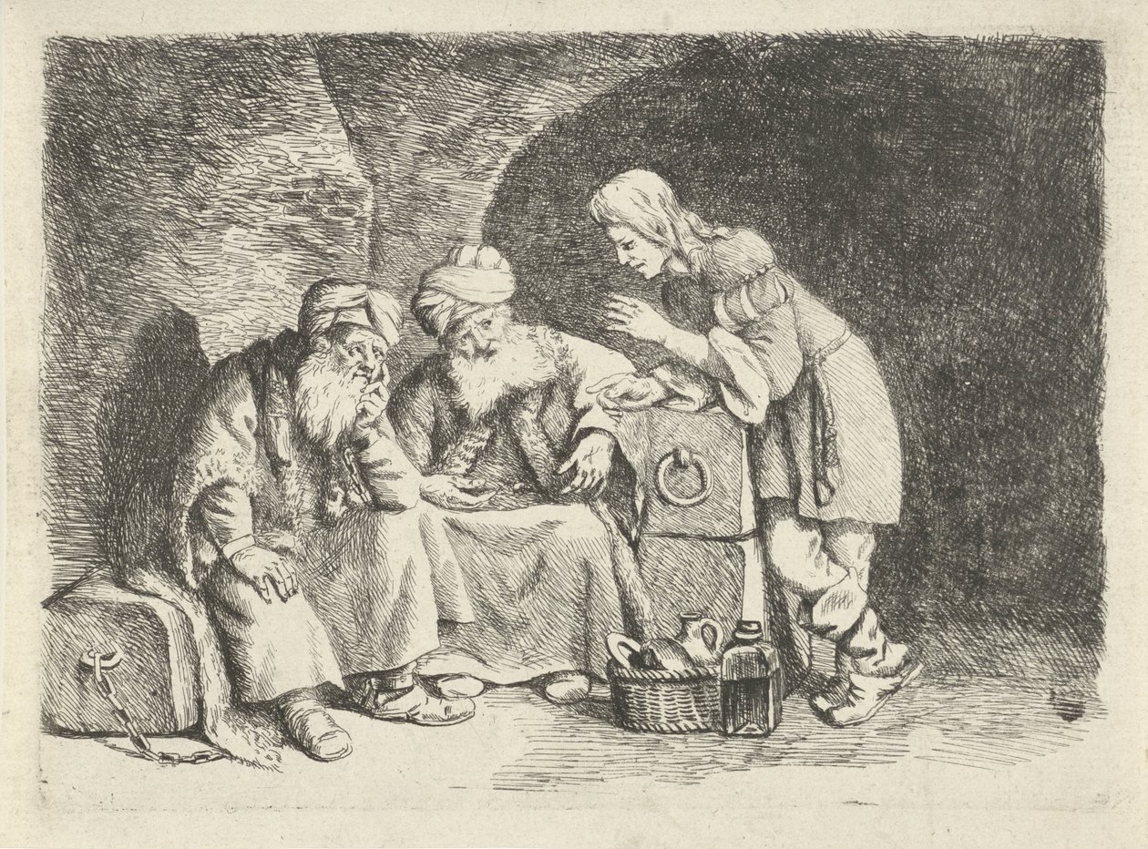 Joseph interprète les rêves du boulanger et du sommelier - Rembrandt van Rijn (follower of)