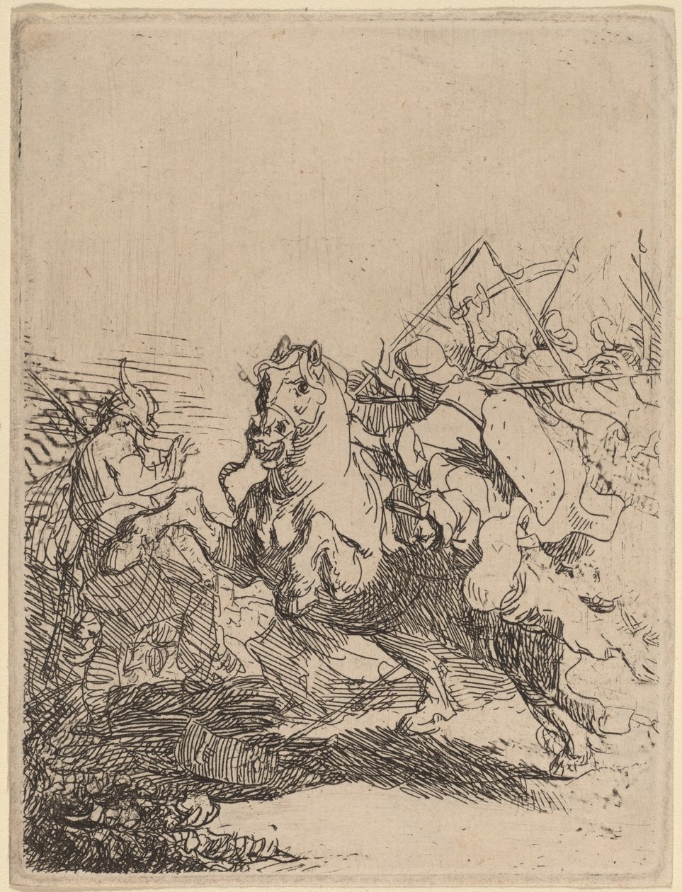 Un combat de cavalerie - Rembrandt van Rijn