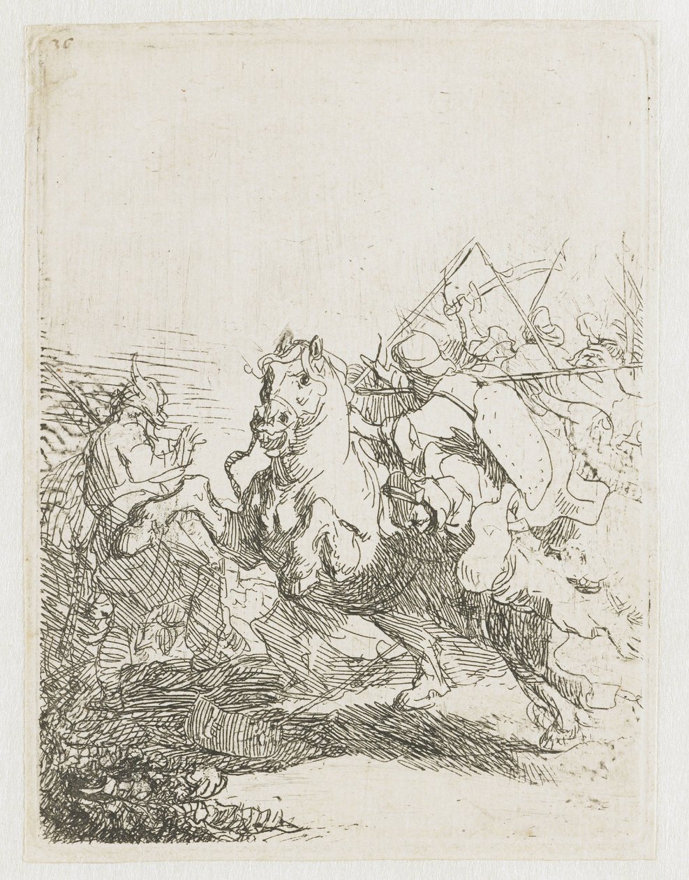 Un combat de cavalerie - Rembrandt van Rijn