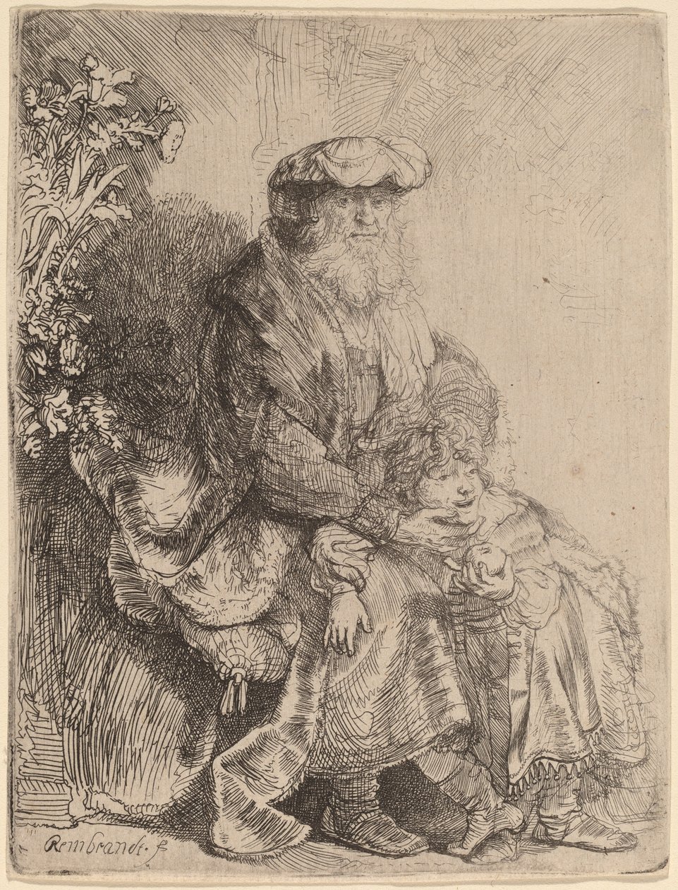 Abraham caressant Isaac - Rembrandt van Rijn