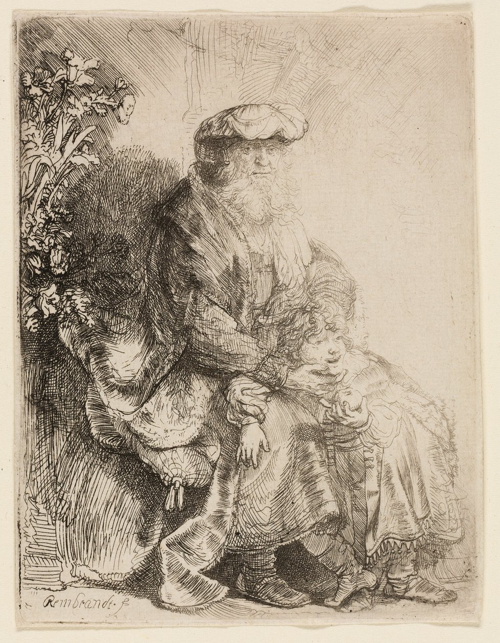 Abraham caressant Isaac - Rembrandt van Rijn