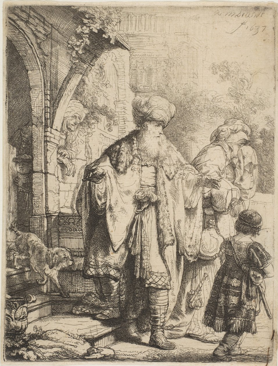 Abraham chassant Agar et Ismaël, 1637 - Rembrandt van Rijn