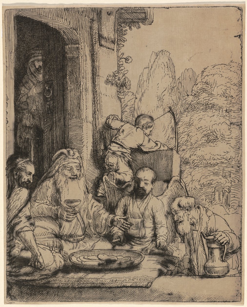 Abraham recevant les anges - Rembrandt van Rijn