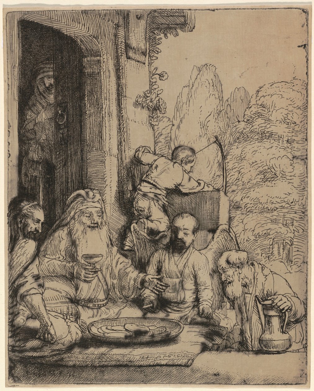 Abraham recevant les anges - Rembrandt van Rijn