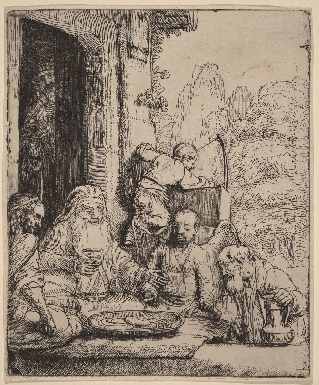 Abraham recevant les anges - Rembrandt van Rijn